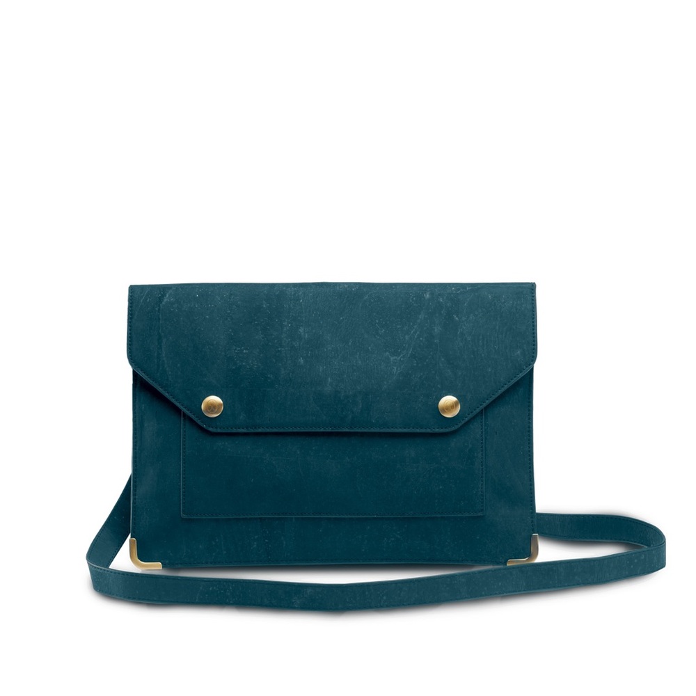 Elegant Teal Laptop Bag with Gold Details